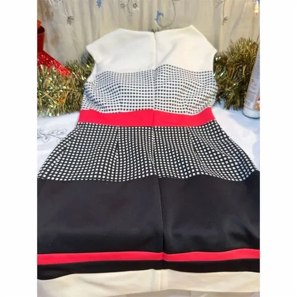 Studio One Women's 2P Multicolor Checkered Sleeveless Knee Dress - Picture 4 of 5